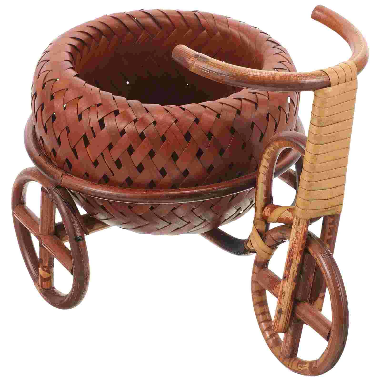 

Tricycle Shaped Woven Basket Bamboo Candy Basket Flower Basket Decorative Basket