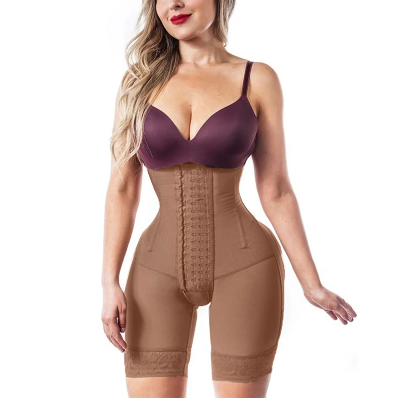 

Woman Open Bust Tummy Control Shapewear Postpartum Body Shaper Post Liposuction Bodysuit Hook Eye High Waist Fajas