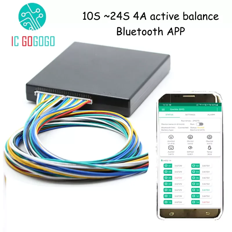 

1mv Precision 4A Active Balance 10S 13S 14S 16S 17S 20S 21S 22S 24S Li-on Lifepo4 LTO Cell with Bluetooth APP Balancer Equalizer