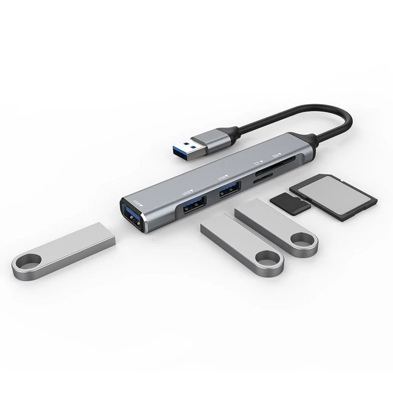 USB-концентратор 3.0 USB-A разветвитель 5-портовый USB3.0 со считывателем карт TF/SD |