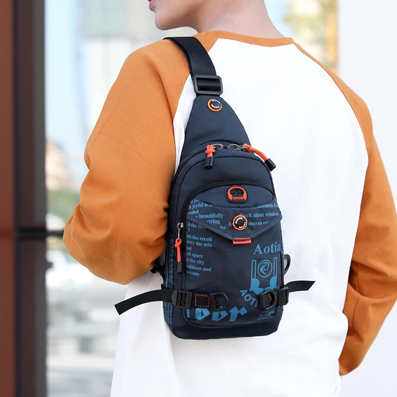 Tactical Shoulder Bag USB Charging Chest Bag Sling Multicam Camouflage Camping Travel Hiking Hunting Military Crossbody Bag