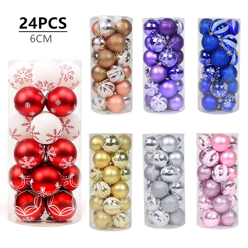 

24Pcs Christmas Balls Tree Hanging Ornaments Xmas Ball Pendants Tree Decoration