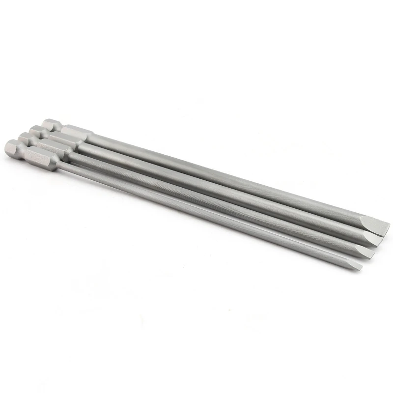 

150mm Length 1/4" Magnetic Screwdriver Bits Kit 3.0-6.0mm Flat Head S2 Slotted Tip Screwdrivers Bits