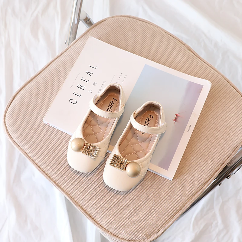 

Kids Fashion Casual Shoes Round-toe Hook & Loop Versatile Soft Girls Leather Shoes PU Shallow Mary Janes PU 2023 Children Flats