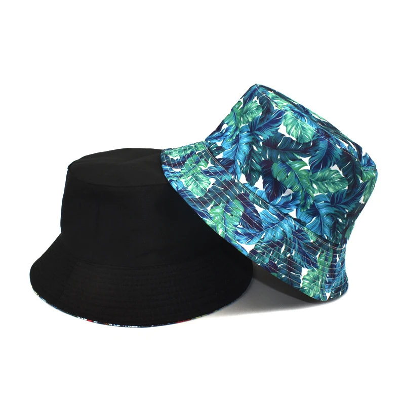 Панама с верхними листьями двусторонняя уличная пляжная дорожная шляпа рисунком