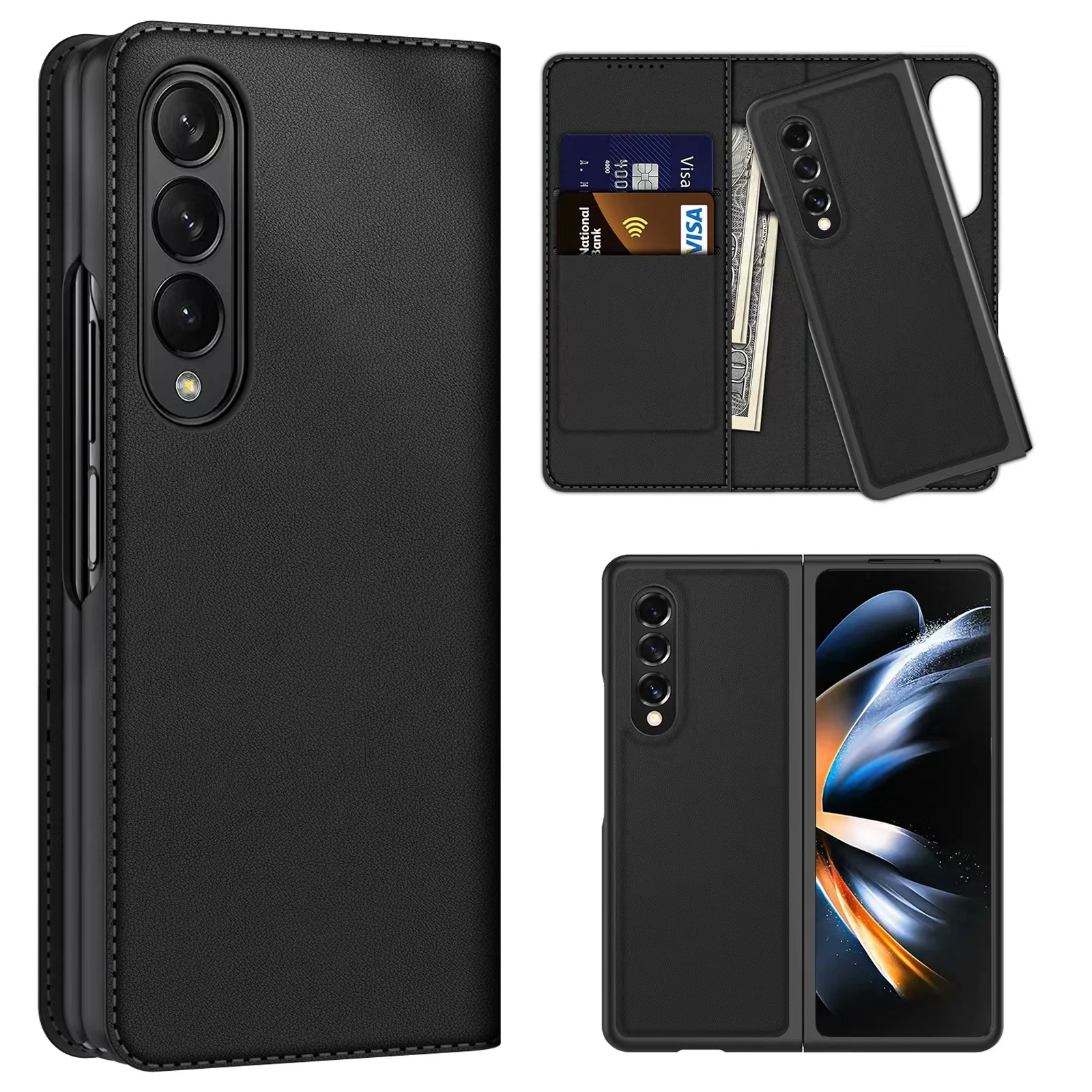 

Флип-чехол ZSHOW для Samsung Z Fold 4 3 2, складной кожаный чехол с разрезом, легкий и тонкий дизайн, противоударный и амортизирующий