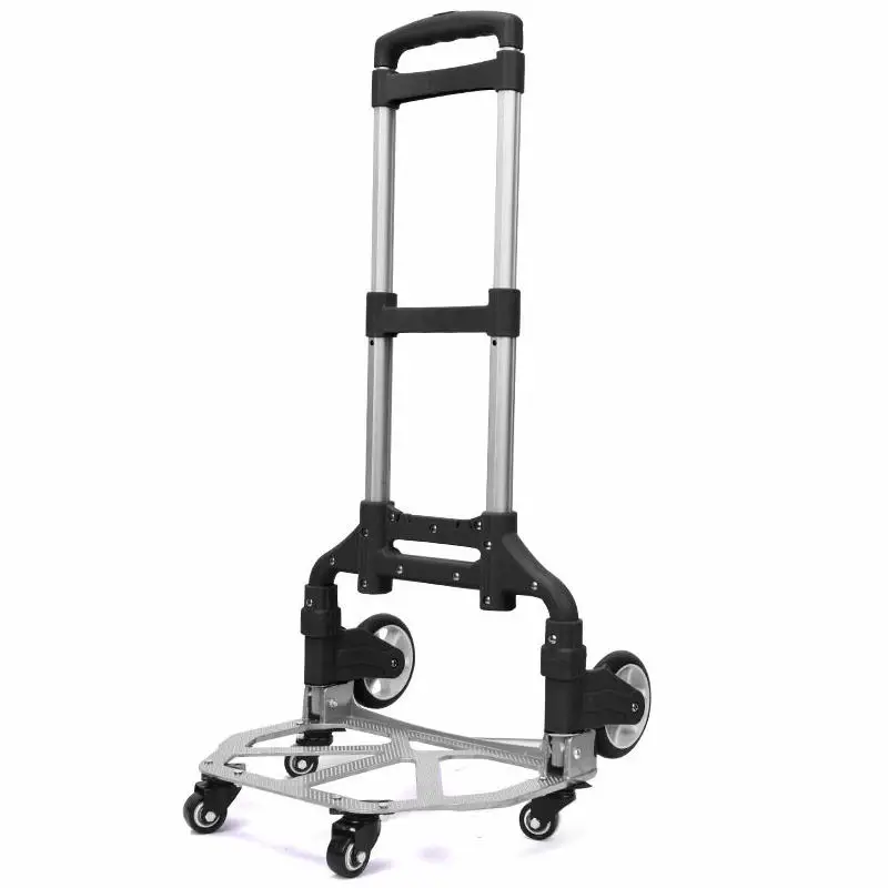 Household Aluminum Alloy Luggage Cart, Climbing Stairs Trolley Can Load 165lbs, Portable Small Trailer Pulling Truck