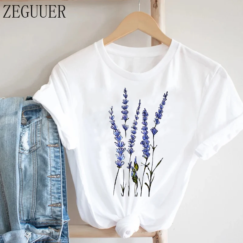 

Women Printing Floral Flower 90s Cartoon Ladies Streetwear Style Fashion Clothes Print Tee Top Tshirt Female Graphic T-shirt