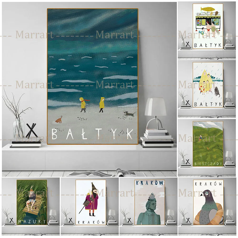 

Kraków,Warszawa,Zakopane.Folk Custom Wall Art Canvas Painting Poland Travel Poster And Print For Living Room Decoration Unframed