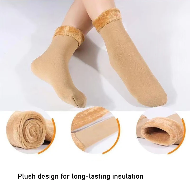 1/5pairs Women Winter Warm Thicken Thermal Socks Soft Casual Solid Sock Fashion Wool Cashmere Home Snow Boots Floor Sock