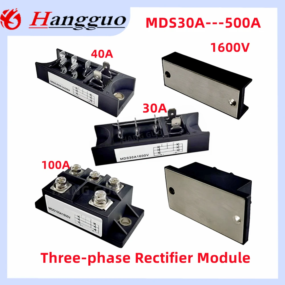 

MDS30-16 30A MDS40 MDS50A MDS75 MDS100A-16 Three-phase Rectifier Module 30A 40A 50A 75A AC/DC 100A 1600V Diode Bridge Rectifier