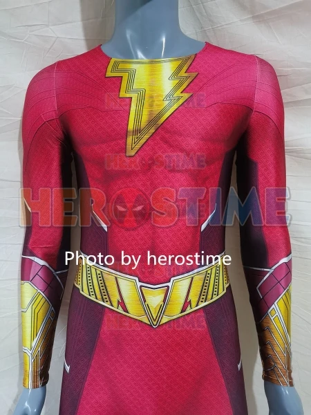 New Shazam 2 Cosplay Superhero Costume Spandex Zentai Suit For Halloween Party Cosplay Costume Jumpsuit