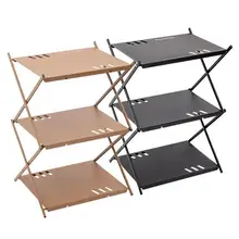 캠핑용 접이식 선반, 3 단 헤비 듀티 보관 랙, 휴대용 접이식 금속 정리 선반, 테이블 피크닉 바베큐 보관