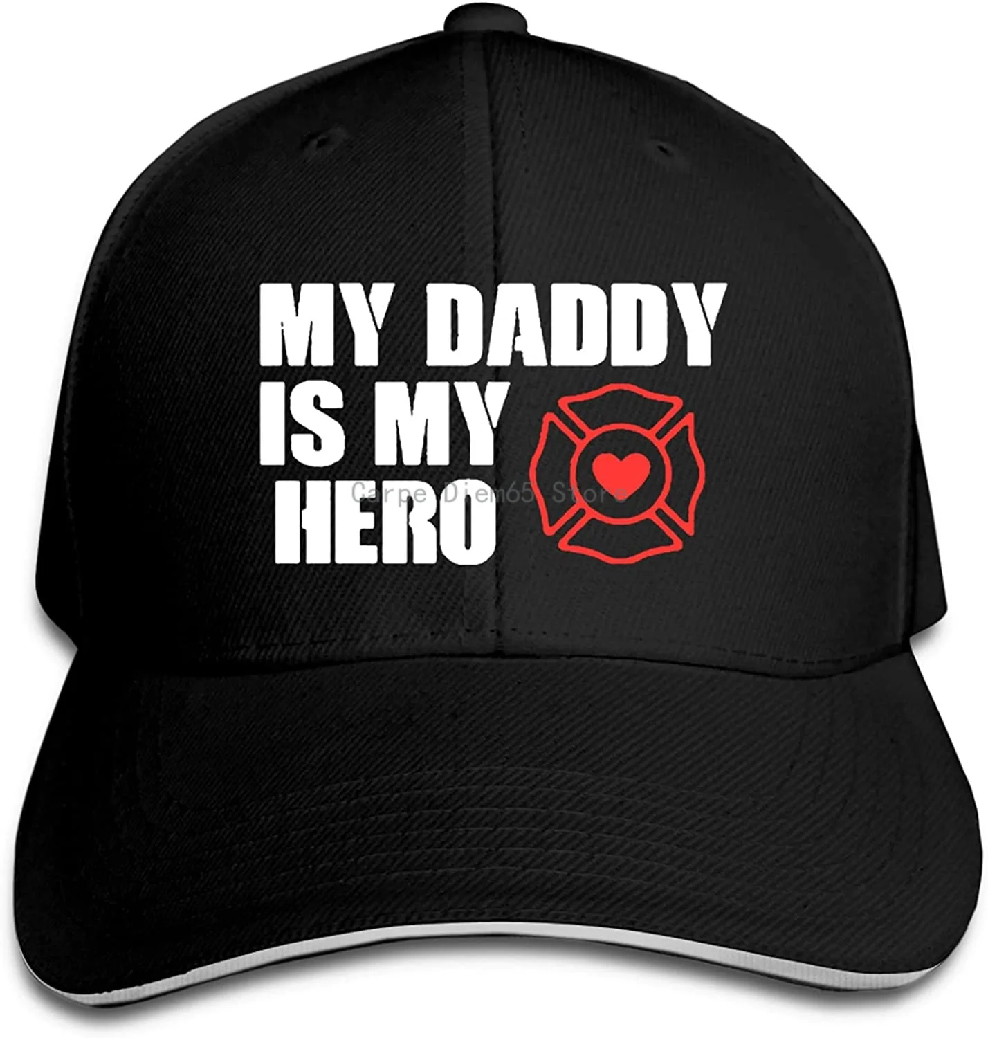 

My Daddy is My Hero Thin Red Line Firefighter Peaked Baseball Cap Hat Baseball Sun Hat Sandwich Cap