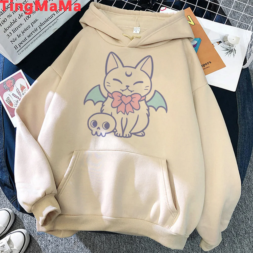 

Женские флисовые толстовки Pastel Goth в Корейском стиле, забавная готическая одежда, свитшоты, женские японские свитшоты