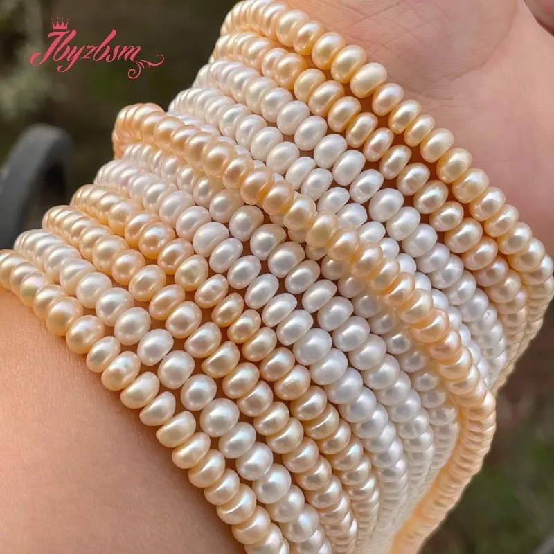 3x5mm Rondelle White Pink Nartual Freshwater Pearl Loose Beads for DIY Women Necklace Bracelet Earrings Rings Jewelry Making 15