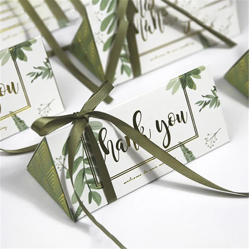 Купи 10/20Pcs Green Candy Biscuits Paper Packaging Boxes With Ribbon Wedding and Baby Shower Favors Gift Box For Decoration Supplies за 278 рублей в магазине AliExpress