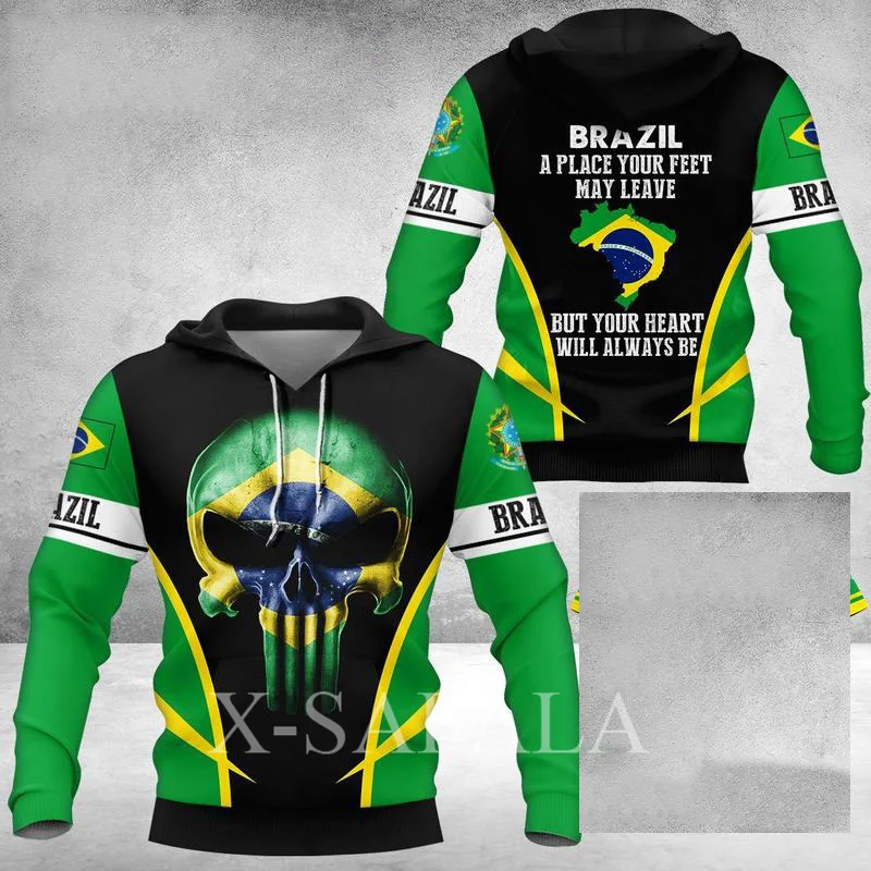 

Brazil Country Map Flag Skull 3D Printed Hoodie Man Female Zipper Pullover Sweatshirt Hooded Jersey Streetwear Tracksuits-5