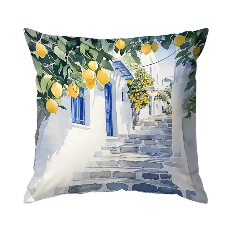 

Подушка для домашнего декора с лимонными и прибрежными сцеными для домашнего декора, чехол для подушки с узором, подходит для дивана, спальни, автомобиля, наволочка
