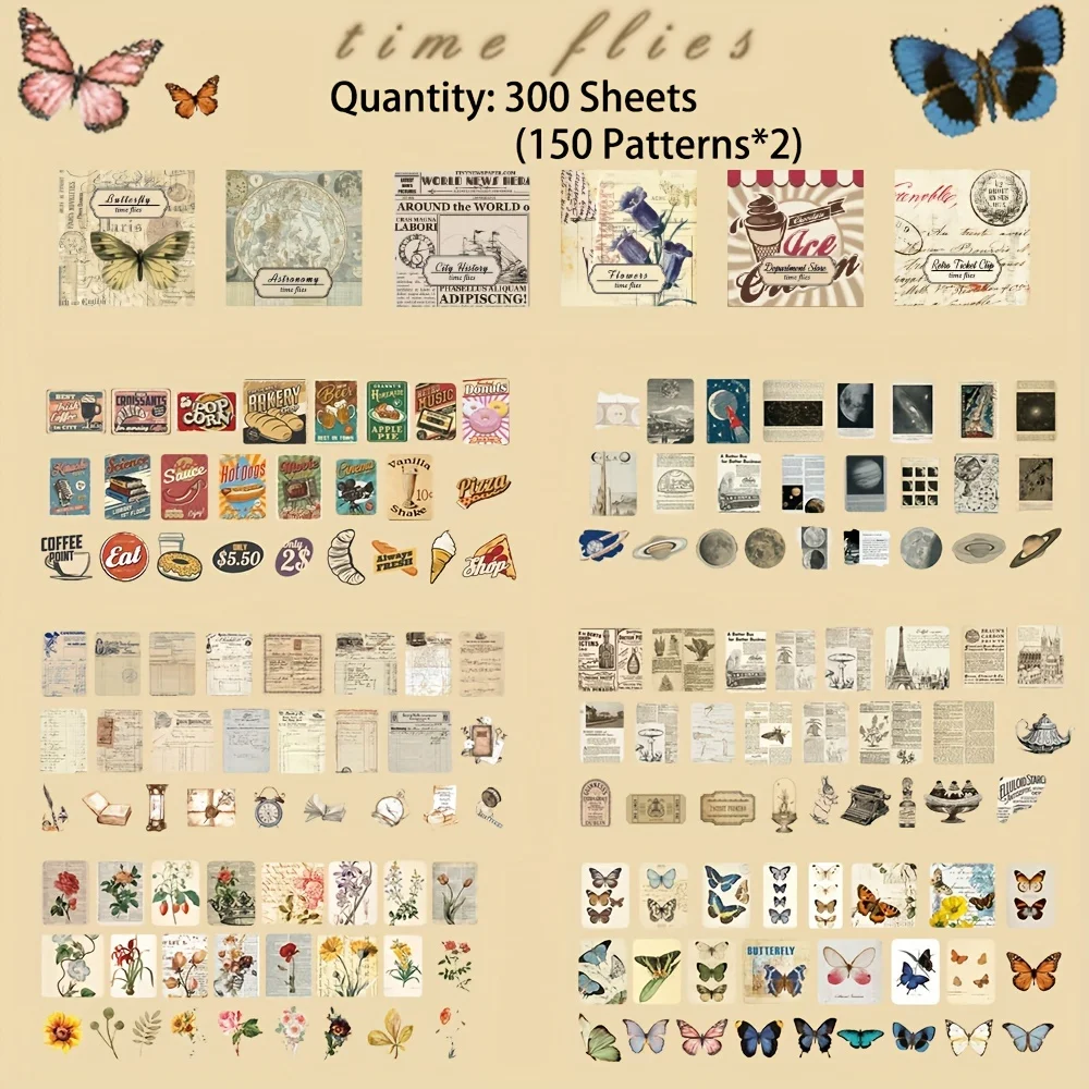 

Винтажные наклейки бабочки и цветы