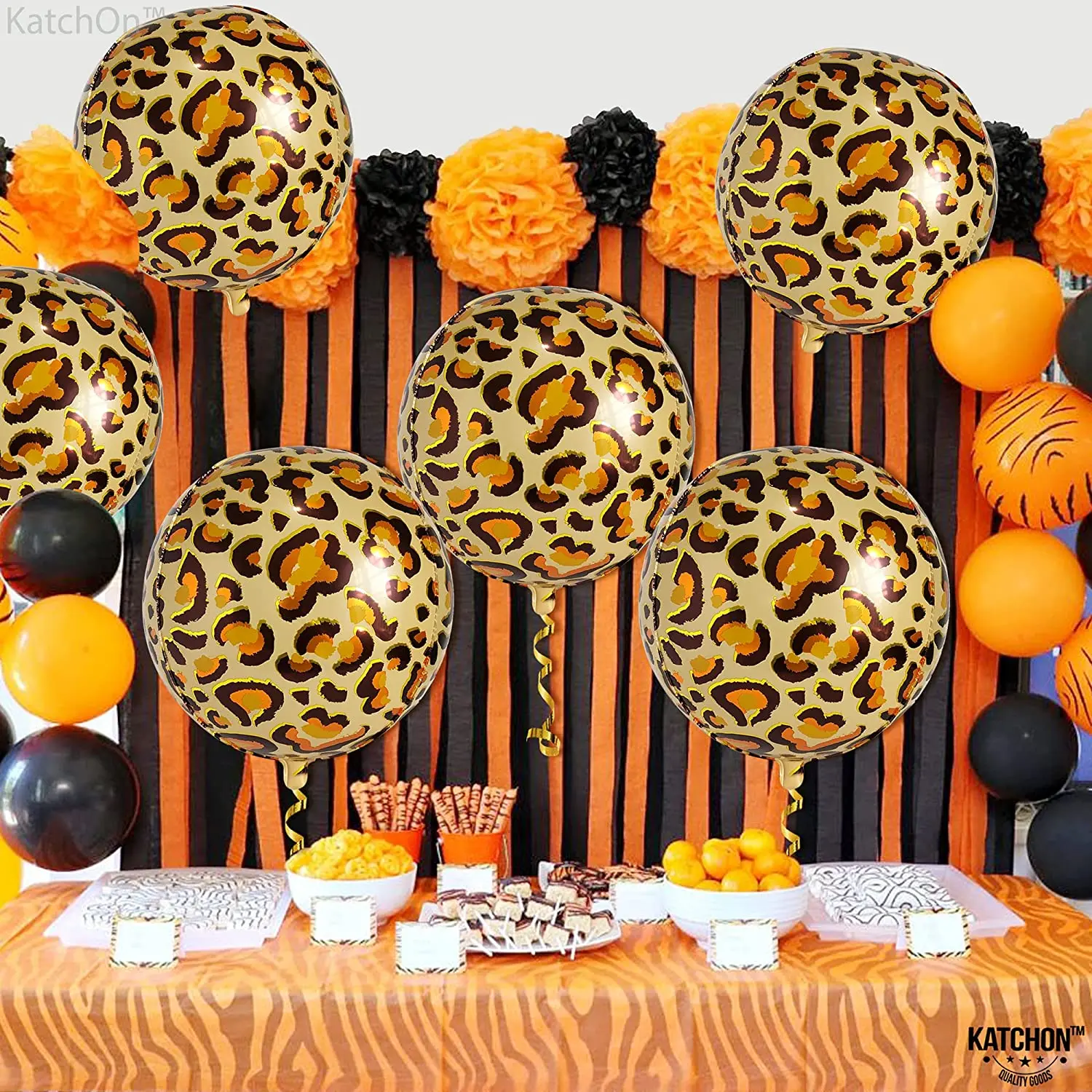 Набор товаров для вечеринки с животным принтом леопарда в стиле сафари для дня рождения, включающий тарелки для ужина, салфетки, стаканы, воздушные шары и посуду для стола для детского праздника или вечеринки в честь рождения малыша.