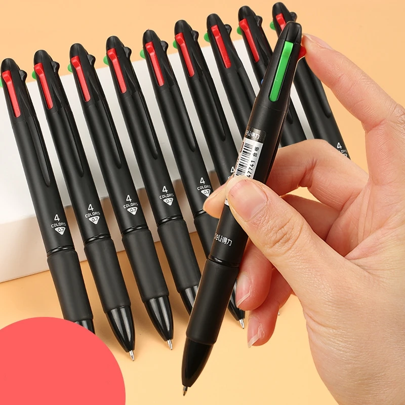 

Разноцветная ручка 4 в 1 4 в 1, 10 шт., разноцветные выдвижные ручки для студентов, школьников, многофункциональные шариковые канцелярские принадлежности для офиса