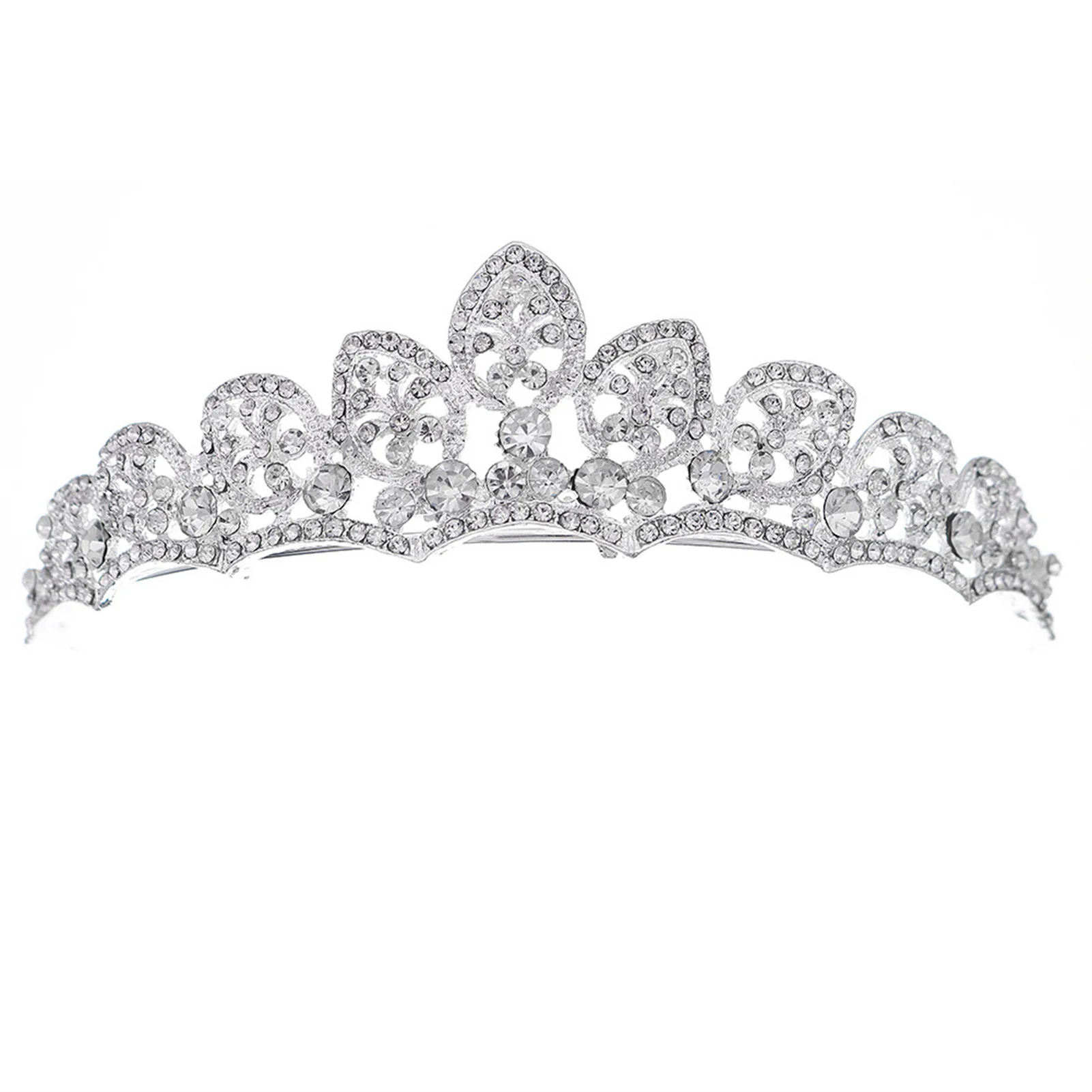 

Wedding Tiara Silver Crown Metal Semicircle Tiara with Glittering Rhinestones for Masquerade Ball Banquet Cosplay
