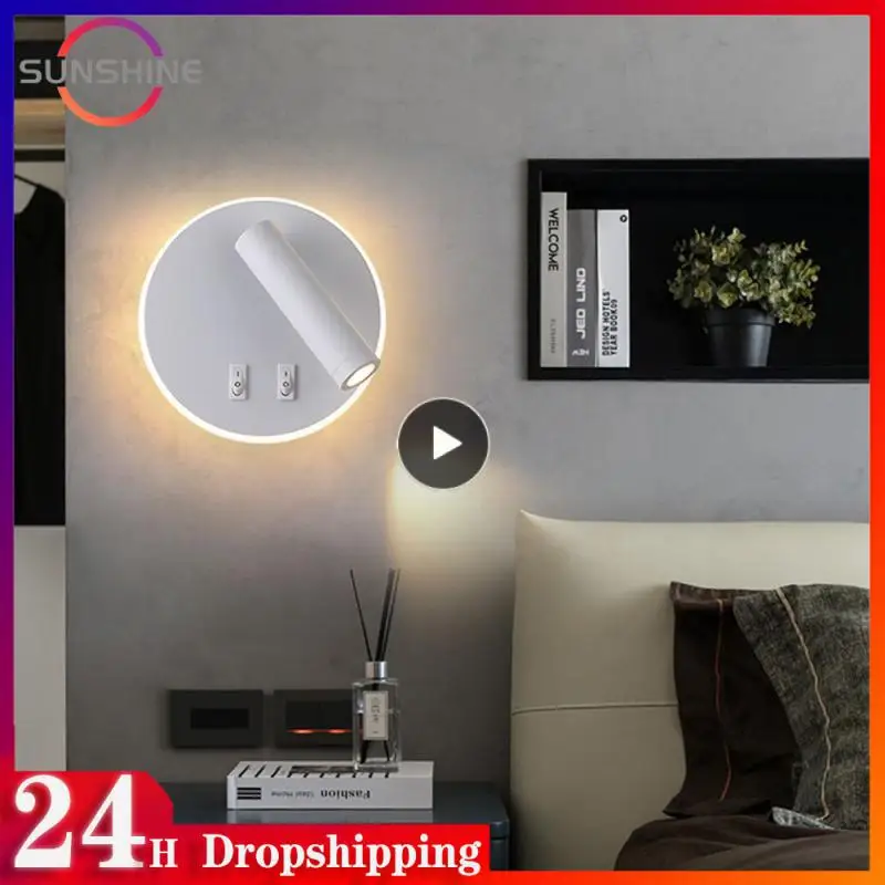 

Регулируемая прикроватная настенная лампа с Usb-зарядкой и переключателем, светодиодные светильники, точечные светильники с вращением на 350 градусов, внутреннее освещение