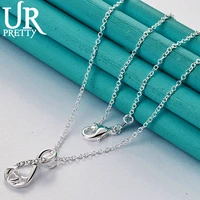 urpretty 925 sterling silver 16 30 inch chain heart aaa zircon pendant necklace for woman fashion wedding party charm jewelry