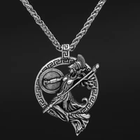 punk jewelry personality roman mythology women chain vintage accessories warrior minerva goddess pendant necklace for men