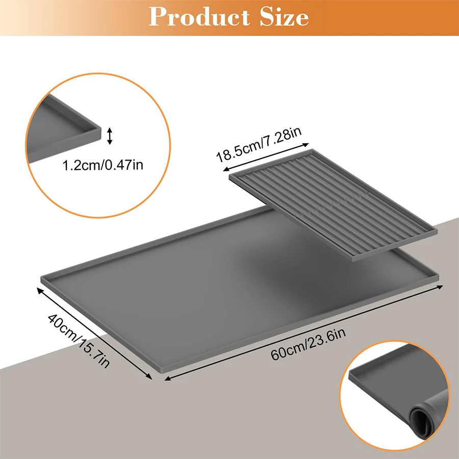 Силиконовый коврик для кофемашины 24''x16'' с отсоединяемым ковриком для сушки посуды - подходит для установки под подставку для кофемашины (art.: 3920d9fd470ca) - 3920d9fd470ca