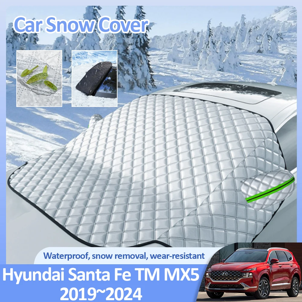 

For Hyundai Santa Fe TM MX5 Hybrid 2019~2024 Car Winter Snow Cover Windshields Anti-Frost Ice Protecti Exterior Auto Accessories
