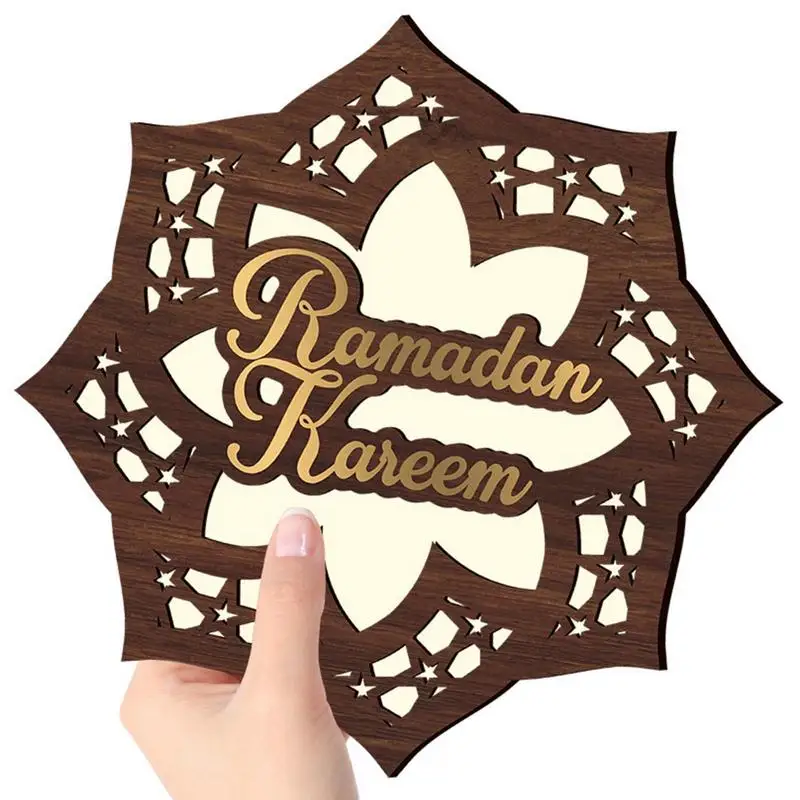 

Crafts Night Light Eid Durable Wooden Eid Light Decor Beautiful LED Light Table Ornament Eid Decorations For Home Festival