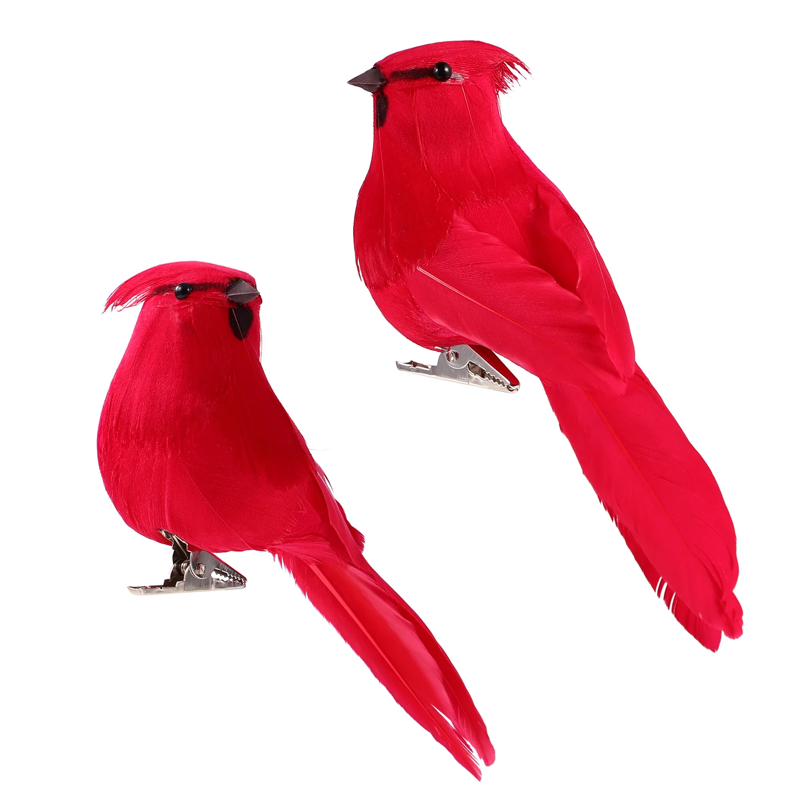 

2Pcs Bird Cardinal Ornament Craft Cardinals Artificial Birds Red Christmas Ornaments Clip On Cardinals for Trees