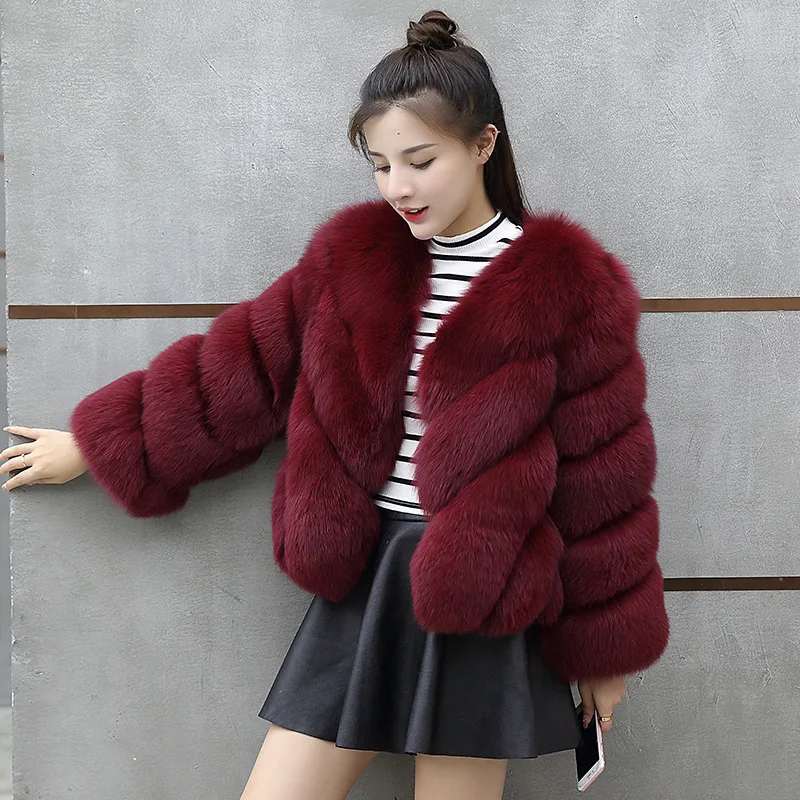 2022 Winter Autumn Women's Faux Fur Patchwork Short Coats