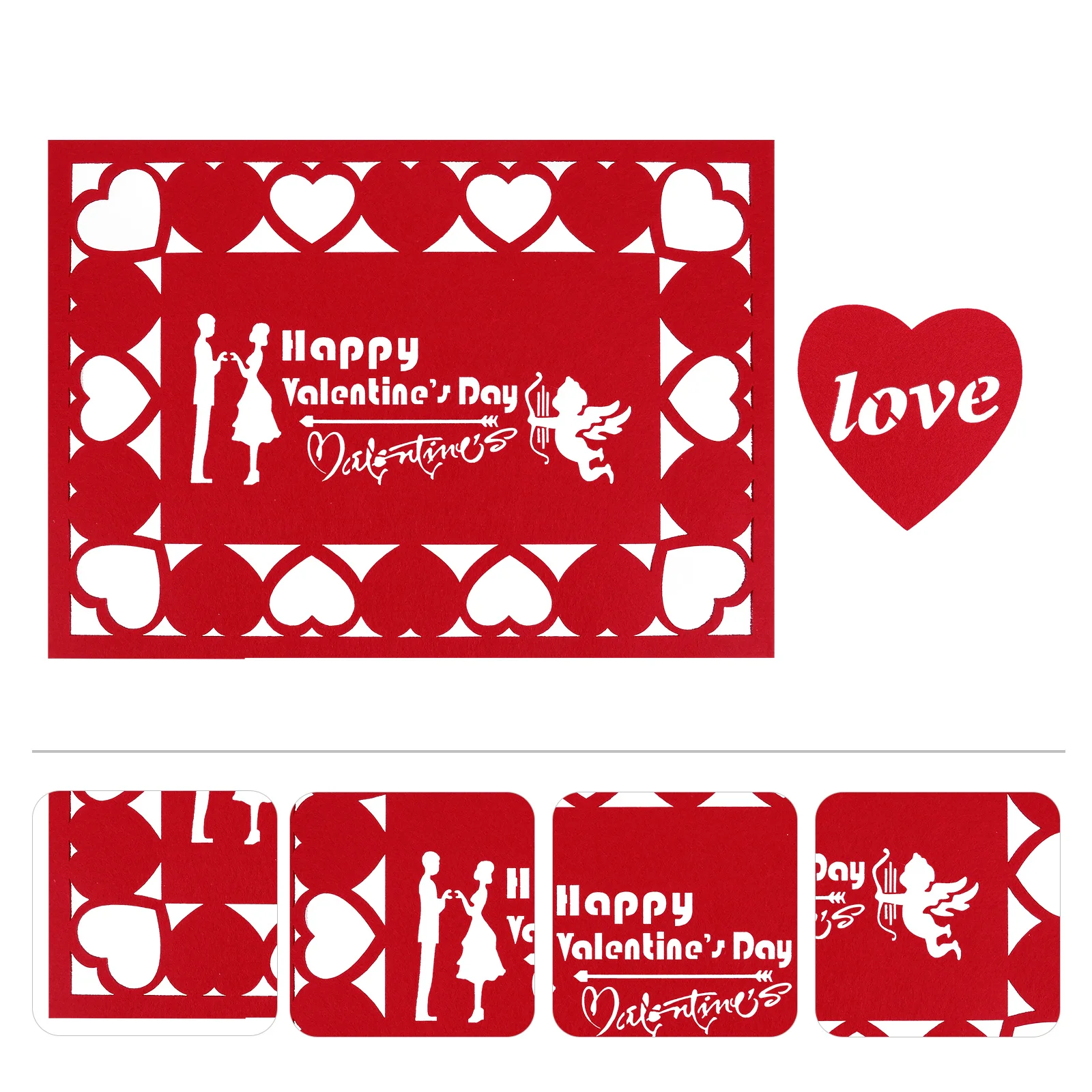 

4pcs Wedding Tableware Mat Happy Valentines Placemats Birthday Placemat Valentines Dish Mat Valentines Day Dinner Mat
