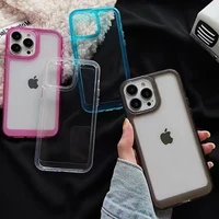 luxury color frame clear phone case for iphone 13 11 12 pro xs max x xr se 2020 8 7 plus hard acrylic shockproof back cover