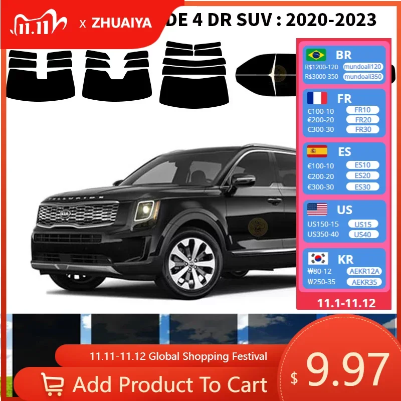 

Нанокерамическая Автомобильная УФ-пленка Precut для окон, автомобильная пленка для окон для KIA TELLURIDE 4 DR SUV 2020-2023