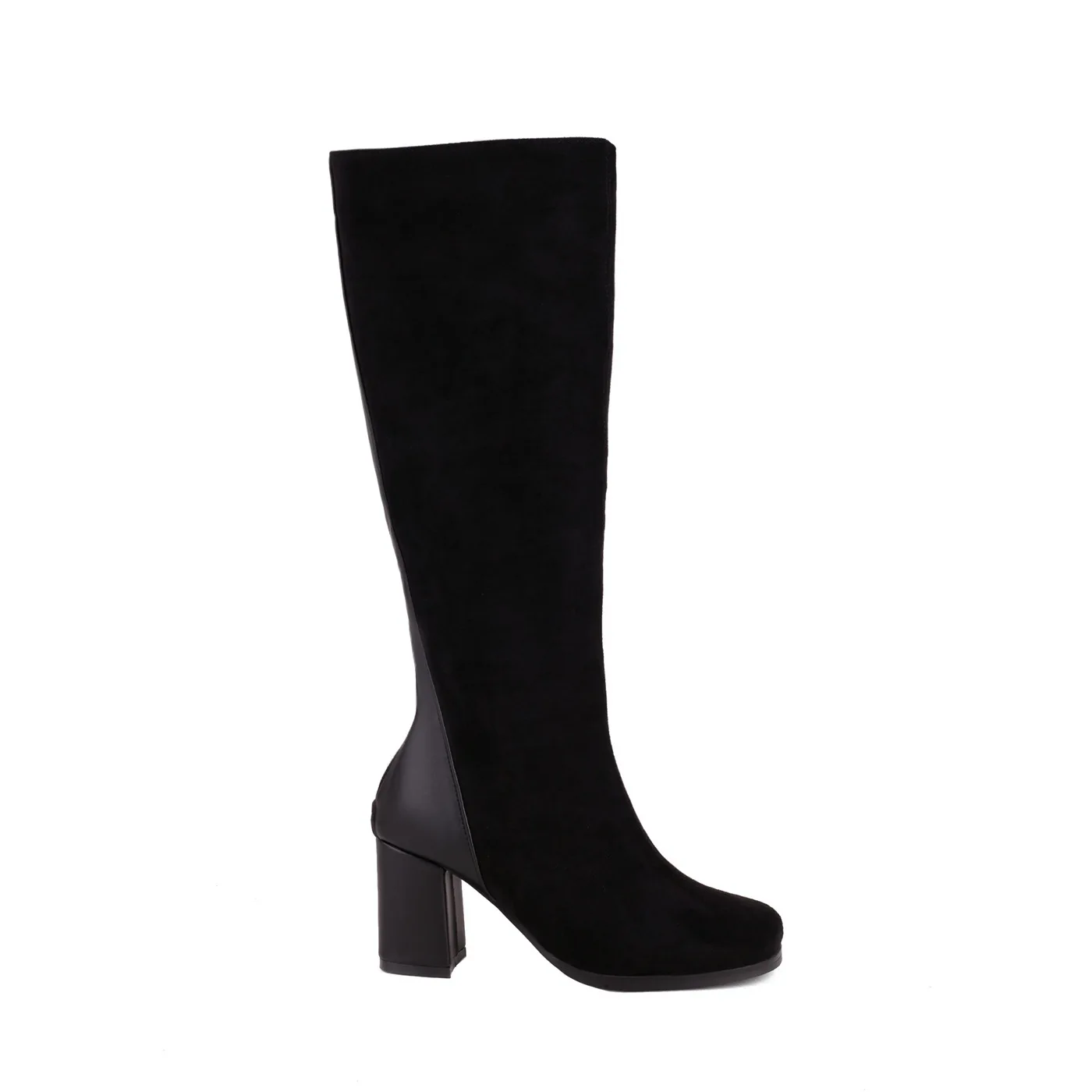 Lady Boots Round Toe Sexy Thigh High Heels High Sexy Brand Women's Shoes Zipper Boots-Women Winter Footwear Low Over-the-Knee Fa