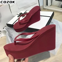 2022 women wedges slippers high heels solid ladies slides flip flops bathroom female shoes casual solft slip on summer new