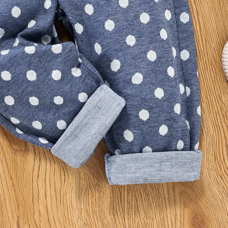 Повседневные милые брюки-комбинезоны в горошек для маленьких и средних