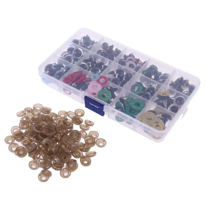 

150pcs/set 14mm Tiny Round Safety Eyes Plastic Glitter Toy with Washer for Bear