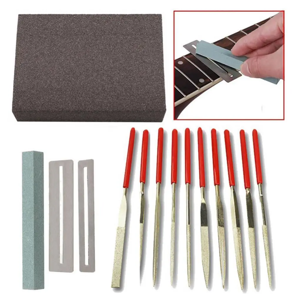 

Polishing Guitar Tool Grinding Stone Sponge 14Pcs Kit Guitar Frets Nut Saddle Files Tools Musical Instrument Accessory