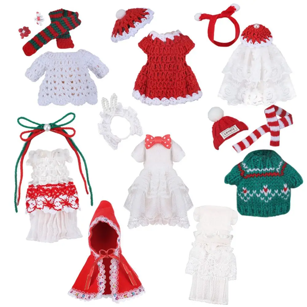 

Fabric Doll Accessories Handmade Cute Doll Clothes Print Dress Princess Dress Toys Lace Skirt