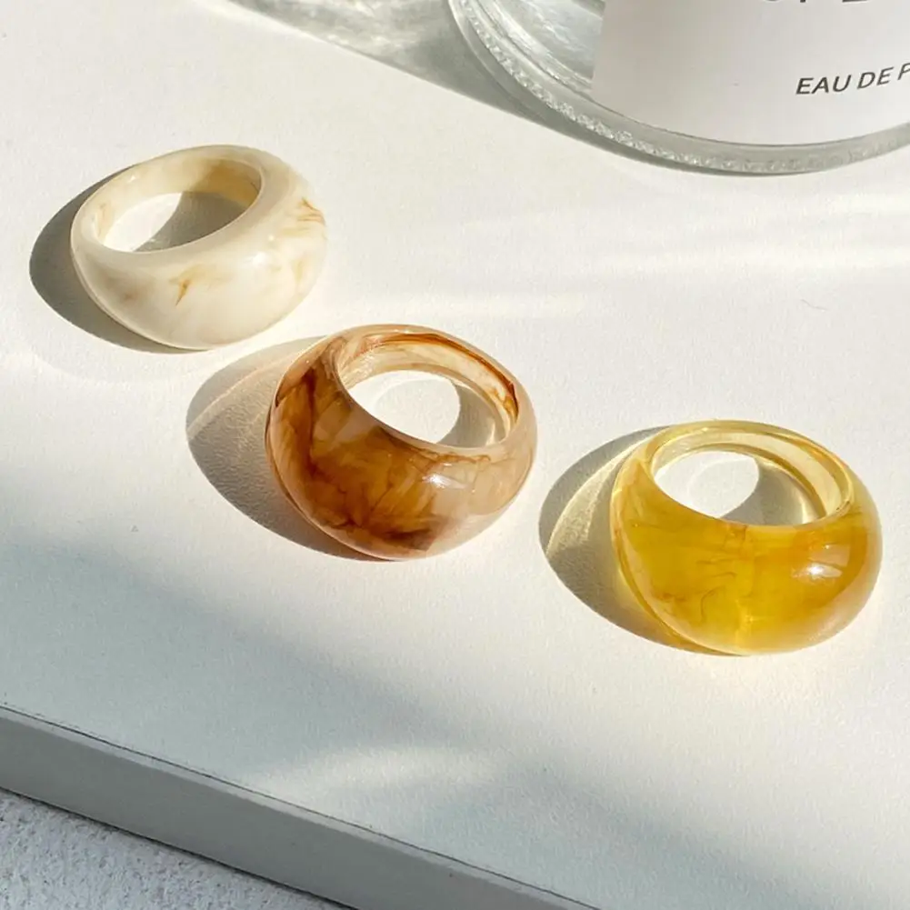 

Vintage Chic Resin Finger Ring Geometric Transparent Retro All Match Simple Ring for Dating Women Party Jewelry кольцо женское