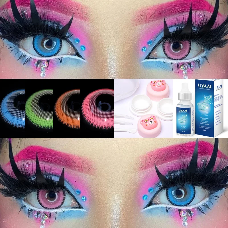

Bio-essence 1Pair Color Contact Lenses for Eyes Eye Drops Lenses Solution Blue Lenses Pink Eyes Lenses Container Fashion Lenses