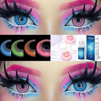 Bio-essence 1Pair Color Contact Lenses for Eyes Eye Drops Lenses Solution Blue Lenses Pink Eyes Lenses Container Fashion Lenses