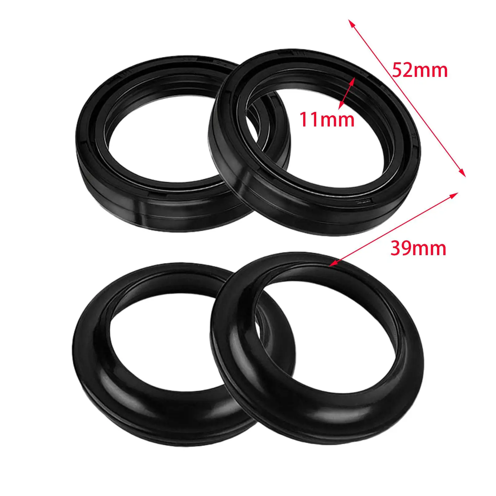 4x 39x52x11mm Fork Damper Oil Seal Dust Cover for XL883N Xlh883L