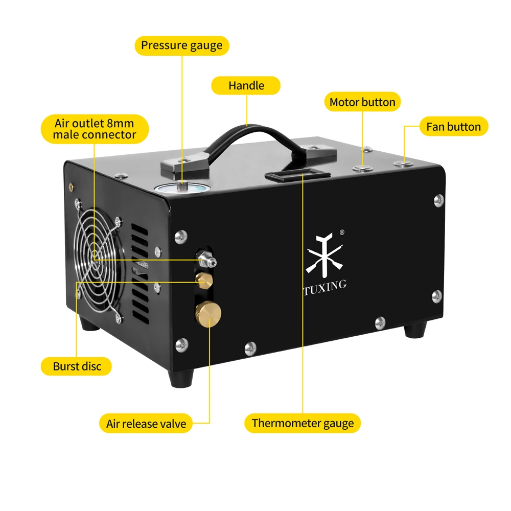 Воздушный компрессор TUXING TXET061 PCP 300 бар 4500 фунтов на кв. дюйм высокого давления с