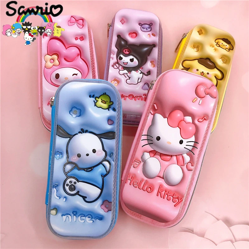 

Sanrio Stationery Box Hello Kitty Kuromi Mymelody Cinnamoroll Christmas Gift Kawaii Multifunctional Storage Pencil Bag Student